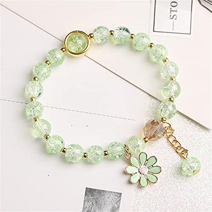 5 Pcs Colorful Flower Charm Bracelets Set Handmade Crystal Beaded Daisy Bracelets for Women Jewelry - color: C