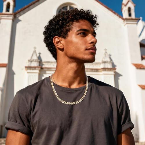 Necklace for Men Stainless Steel Statement Cuban Chain Necklace Gold/Silver/Black Plated 7mm Chain Hip Hop Jewelry 18/20/22/24/26/28/30 Inch - color: 7mm-Gold Cuban Chain, size: Length 26 Inch