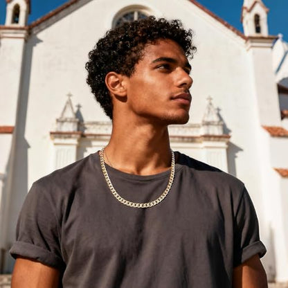 Necklace for Men Stainless Steel Statement Cuban Chain Necklace Gold/Silver/Black Plated 7mm Chain Hip Hop Jewelry 18/20/22/24/26/28/30 Inch - color: 7mm-Gold Cuban Chain, size: Length 26 Inch