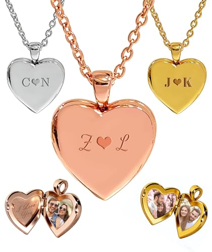 Personalized Locket Necklace for Women with Engraved Text & Picture | Custom Birthday Flower Locket Necklace Mothers Day Gift for Mom Mother Wife - color: Style-02