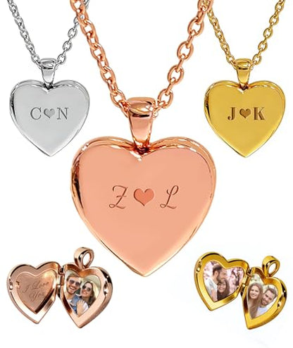 Personalized Locket Necklace for Women with Engraved Text & Picture | Custom Birthday Flower Locket Necklace Mothers Day Gift for Mom Mother Wife - color: Style-02