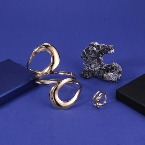Todenb Gold Bracelets for Women Trendy Chunky Bracelets Gold Big Bracelet Ring Set Fashion Cuff Bracelet A-Gold