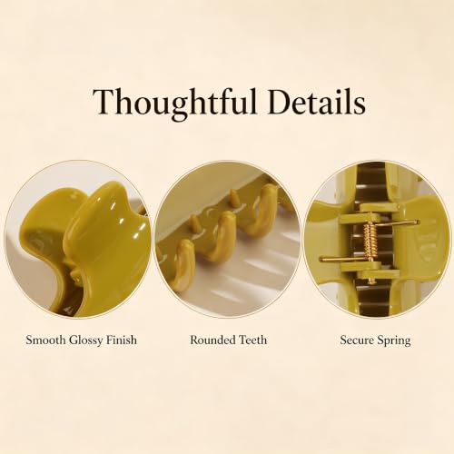 Ivyu 4-Inch Large Rounded Rectangle Hair Claw Clip for Women, Strong Hold - color: Olive green