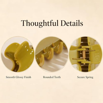 Ivyu 4-Inch Large Rounded Rectangle Hair Claw Clip for Women, Strong Hold - color: Olive green
