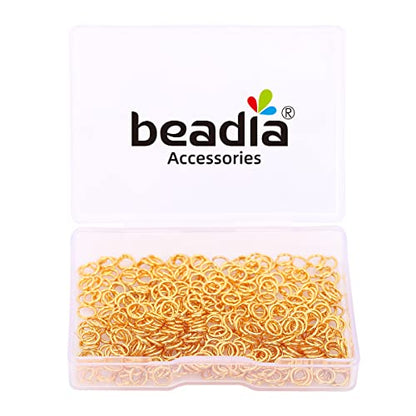 BEADIA 18K Gold Plated Jump Rings Non Tarnish 5mm 400pcs for Jewelry Making Findings - color: Gold, size: 0.7x5mm