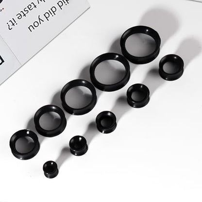 20Pcs Silicone Ear Gauges 2G-25mm Flexible Ear Tunnels Gauges Soft Expander Stretching Ear Plugs Tunnels Black Earring Piercings Jewelry for Men Women - color: Thin Black Silicone