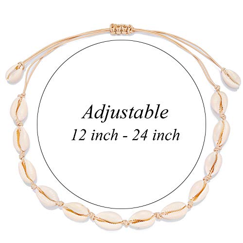 Starain 2Pcs Shell Necklace Anklet for Women Handmade Adjustable Puka Beach Shell Necklace Set - color: A-White