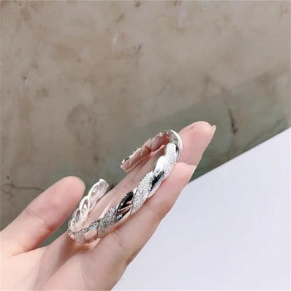 925 Sterling Silver Bangles For Women Handmade Silver Bangles Open Adjustable Bangle Bracelets For Women Silver Open Cuff Bracelets Stackable Wrap Bangles Festival Jewelry Gifts - color: Style 22