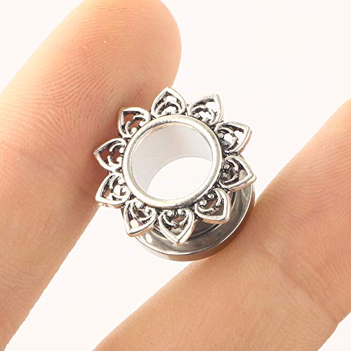 TIANCI FBYJS Stainless Steel Zircon Ear Tunnels Earrings Guages Piercing Plugs Stretcher Gauges for Women Men - style: 12mm=1/2''