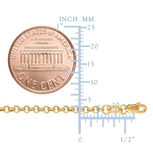 Jewelry Affairs 14k Yellow Gold Round Rolo Link Chain Necklace, 2.3mm - size: 16