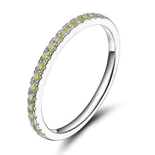 EAMTI CZ Wedding Band for Women 925 Sterling Silver Half Eternity Stackable Ring Size 3-13 - color: sterling silver-olive green