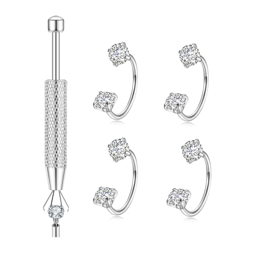 Horseshoe Nose Ring for Women, 20G 18G 16G Surgical Steel Nose Hoops, Multi-Purpose Nose Piercing Jewelry for Cartilage Helix Tragus Labret Septum Lips Ears - color: 20G-Silver 8MM