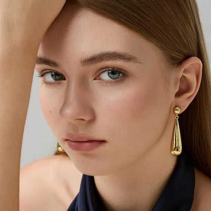 Green Crystal huggie gold hoop earrings for women Girls,14K Gold Plated with 925 Sterling Silver Post color Cubic Zirconia dainty cute Earrings| CZ Stud Earring - color: Large Teardrop Earrings