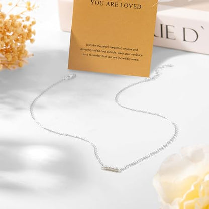 Silver Necklaces for Women Teens, Best Friend Necklace Sister Daughter Gift | Horseshoe Butterfly Swan Wave Evil Eye Necklace Graduation Chritmas Birthday Gifts for Women, Stainless Steel - style: Pearl
