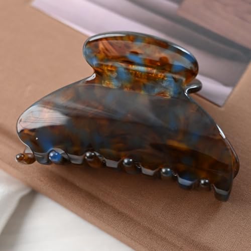Handmade Celluloid Acetate French Design Barrettes Tortoise Shell Claws Hair Claw Luxury Fashion Accessories Hair Clip for Women (brownblue) - color: brownblue