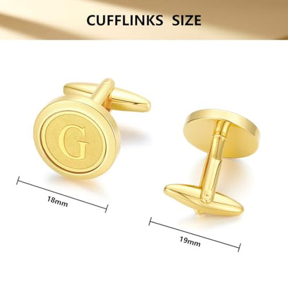 GWD Initial Cufflinks for Men Classic Cuff links Mens Letter Shirts CuffLinks Wedding Gift - color: G