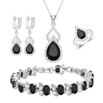 Wedding Jewelry Set for Women Gem Necklace Earrings Bracelet Luxury Jewelry Set Birthday Valentine's Day Mother's Day Christmas Prom Jewelry Gift - color: KKJ-4-Black