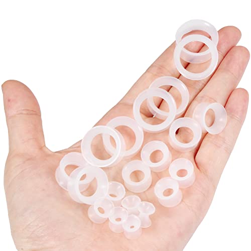 6G-25mm Thin & Thick Silicone Ear Gauges Stretching Kit Flexible Tunnels Plugs for Ear Expander Gauge Earlets Plug Set Gauges Kit - style: Clear-Mix Size-6G-20mm