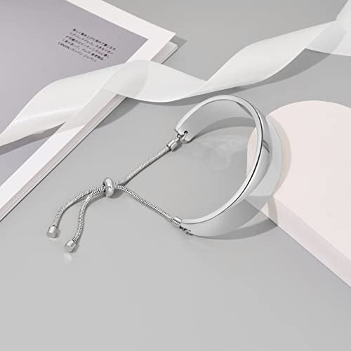 14K Gold Bracelets for Women Adjustable Slider Bracelet Bangle Bracelets for Women Trendy Chain Bracelet - color: Silver