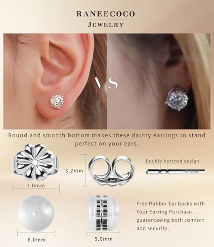 "STUNNING FLAME" 18K Gold Plated Silver Brilliant Cut Simulated Diamond Cubic Zirconia Stud Earrings - color: 14k Gold Post & Sterling Silver - White, size: 1.5 Carat-(0.75ct*2)-6mm