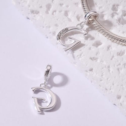 925 Sterling Silver Initial Charm fits Pandora, Gift for Mom Wife | Christmas,Birthday,Mother's Day, Anniversary, Valentine's Day - color: Letter G