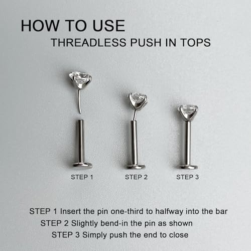 Threadless Bar G23 Titanium 20G 16G 18G Replacement Post Bar Flat Back Stud Earrings for Helix Cartilage Lobe Medusa Labret Nose Tragus Conch Piercing Jewelry - size: 20g 5mm, style: Disc 4mm,2Pcs Threadless Bars