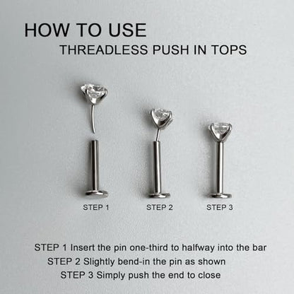 Threadless Bar G23 Titanium 20G 16G 18G Replacement Post Bar Flat Back Stud Earrings for Helix Cartilage Lobe Medusa Labret Nose Tragus Conch Piercing Jewelry - size: 20g 5mm, style: Disc 4mm,2Pcs Threadless Bars