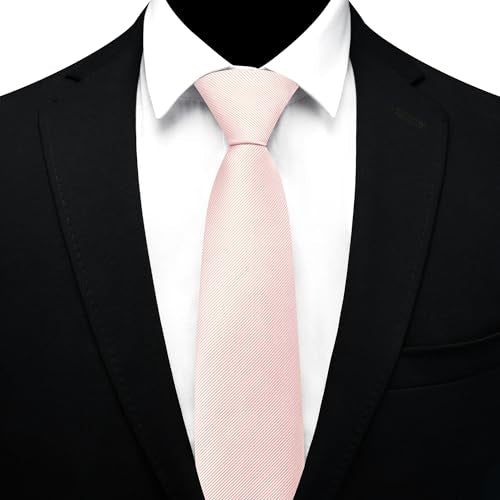 GUSLESON 3.15"（8cm） Mens Pre-tied Adjustable Zipper Tie Solid Necktie for Business and Wedding - color: Blush Pink