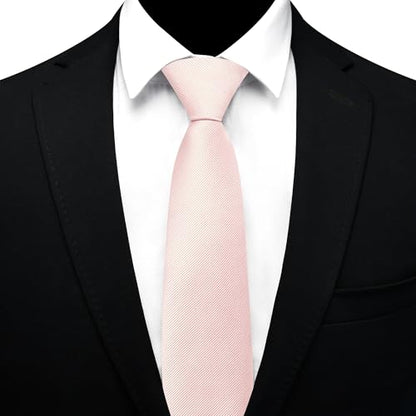 GUSLESON 3.15"（8cm） Mens Pre-tied Adjustable Zipper Tie Solid Necktie for Business and Wedding - color: Blush Pink