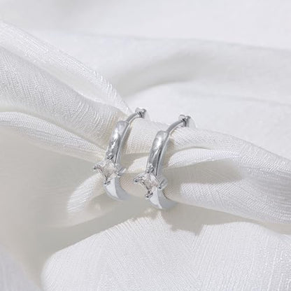 micuco Small Hoop Earrings for Women, Tiny Cartilage Hoop Earrings for Men | Helix Daith Tragus Ear Hugging Hoop Earrings Sleeper Hypoallergenic Earrings - style: A4: SCZ 8 10 12mm White Gold (3 Pairs)