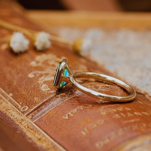 2.5CT Emerald Cut Moissanite Solitaire Ring, 14K Yellow Gold Engagement Ring, Bezel Setting, Statement Ring, Gift For Her, Wedding Ring By SHREESHYAMJEWELLS - color: Green Moissanite