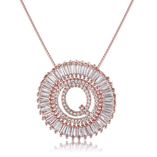 COTTVOTT A-Z Alphabet Pendant Necklaces Charms Women Initial Letter Chain Necklace 4 Colors - style: Rose Gold-Q