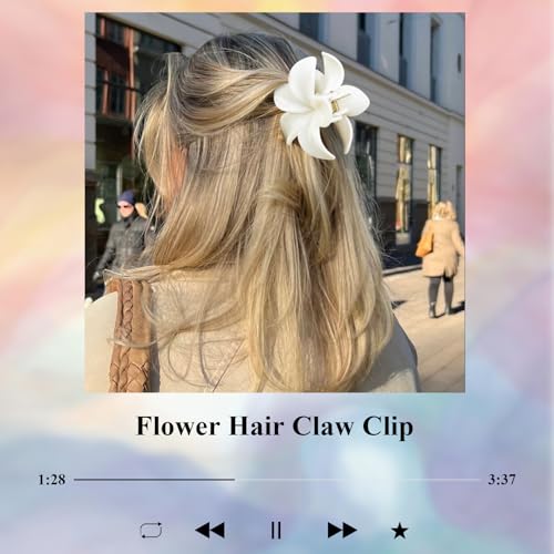 Large Hawaiian Flower Hair Claw Clips for Women, 4Pcs Tropical Plumeria Hair Clips for Thick and Thin Hair, Strong Hold Marble Texture Nonslip Beach Hair Claw Clips Summer Hair Accessories Gift - color: Fresh Blossom