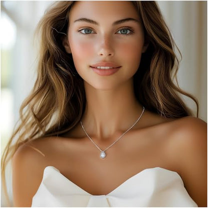 S925 Sterling Silver 14K Gold Necklace for Women Teardrop Cubic Zirconia Dainty Necklace Imitation Diamond Pear Cut CZ Pendant Necklaces for Women 18+2 Inch Jewelry Gift for Her - color: Silver