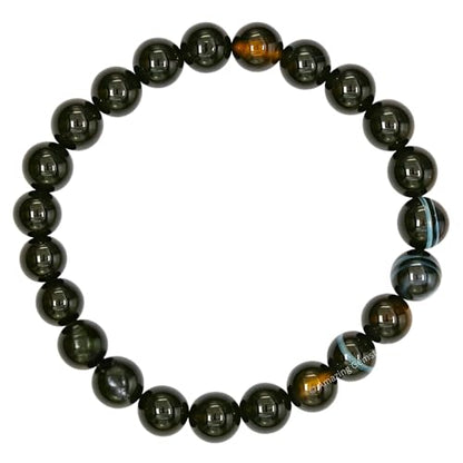 Amazing Gemstone Black Sulemani Hakik Crystal Bracelet for Women Men's Gifts - Protection Healing Crystal Bracelet - 8mm Gemstone Beaded Stretchable Bracelet Pulseras Para Hombres Mujer Stocking Stuffers Mothers Day Gift - color: Black Sulemani Hakik