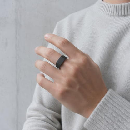 MYNENEY Stainless Steel Square Shape Signet for Men Statement Ring - color: 10x16mm Black