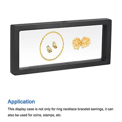 MECCANIXITY Floating Frame Display Holder Stand 3D Jewelry Display Box 11.81 x 4.33 x 0.79 inch Black for Ring Necklace Bracelet Earring Pack of 2 - color: Black, size: 11.81 x 4.33 x 0.79 inch