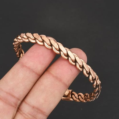 Pure Copper Cuff Bangle Bracelet 100% Solid, Raw & Uncoated Handmade Bracelets Jewelry Cuff Gift Bangle for Women & Men - color: Copper Cb-110