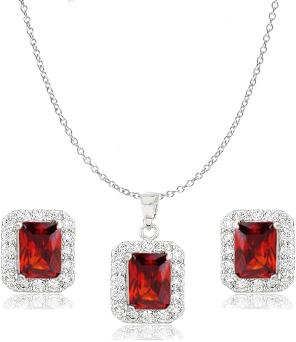 Jewelry Sets for Women Costume Jewelry Sets Wedding Jewelry Set with Necklace and Earring for Bride Bridesmaid Jewelry - color: Red
