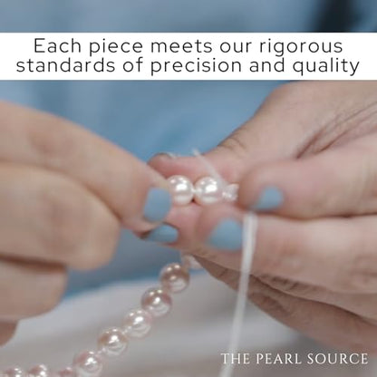 The Pearl Source 14K Gold 4-9mm AAA Quality Graduated Round White Freshwater Cultured Pearl Necklace for Women - color: Yellow Gold Clasp, size: 16" Choker Length