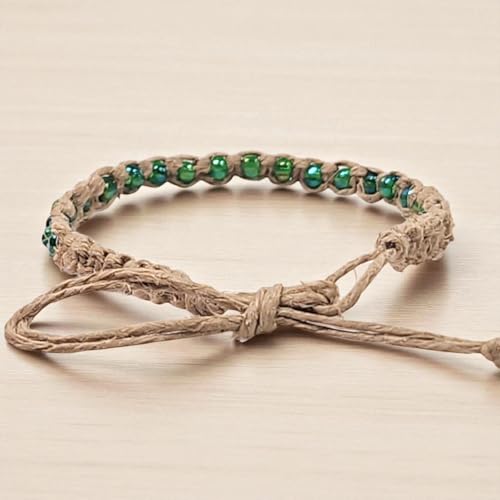 BlueRica Hemp Anklet with Glass Beads - style: Green