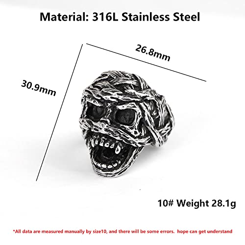 2023 Skull Ring Cool Evil Death Punk Rock Stainless Steel Rings Aly Style Jewelry - style: R1066