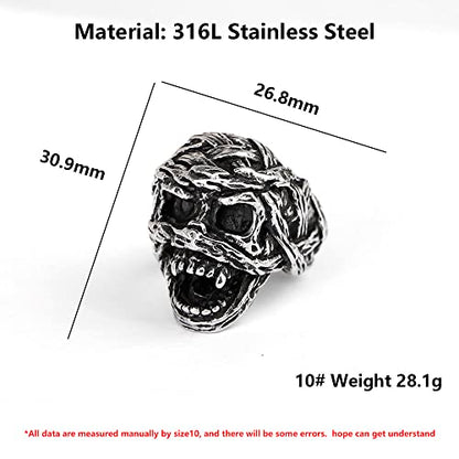 2023 Skull Ring Cool Evil Death Punk Rock Stainless Steel Rings Aly Style Jewelry - style: R1066