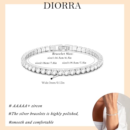 3mm/4mm Cubic Zirconia Classic Tennis Bracelet 14K Gold Plated/Silver Bracelets for Women Size 6.5-7.5 Inch - color: 3mm Tennis Silver, size: 18cm/7.0IN