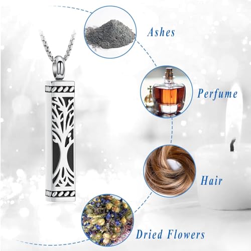 Imrsanl Tree of Life Urn Necklace for Men Women Bar Cremation Jewelry for Ashes Keepsake Ashes Necklace Pendent - color: Customize