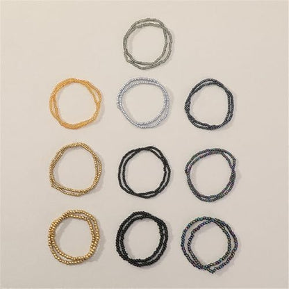 18Pcs Boho Stackable Beaded Bracelets for Women Colorful Handmade Multilayered Rice Beads Anklets Set Summer Beach Bohemian Jewelry Gift - color: Style 2 Black