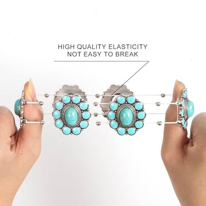 Turquoise Beaded Stretch Bracelets Bohemian Stackable Bracelets Y2K Summer Beach Bracelets Jewelry for Women - color: Silve-D
