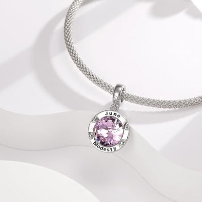 Birthstone Charms for Women Bracelets Birthday Bead Charms fit Pandora Bracelets Mothers Day Gifts for Women - color: 06-June(Alexandrite)