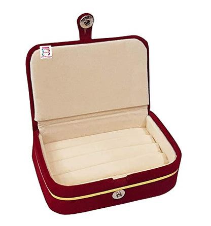 atorakushon Cream Velvet Folding jewellery Vanity Box Make-Up pouch Multipurpose 16 pair Earrings With Free Ring Box Organizer - style: Combo Jhumka Earring & Ring Organiser Set Cream