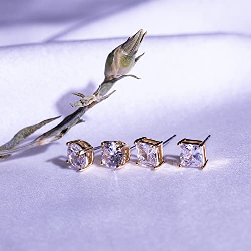 Earrings Holy Stud Earrings for Girls/Women, Sliver Gold Wedding Earrings for Bridesmaids - color: 8mm Square Base|Gold
